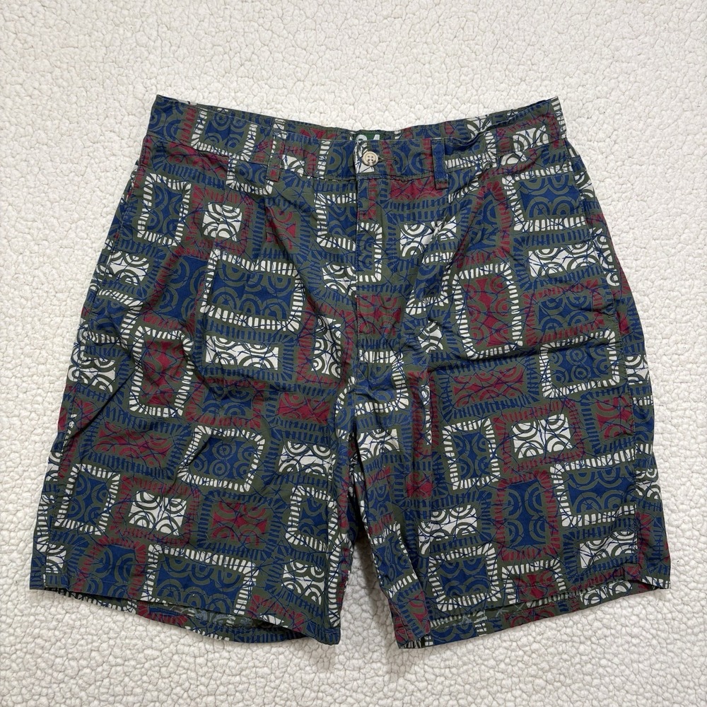 Vintage 80s Izod Geo Print Golf Shorts Mens Size 34 Colorful Preppy Chino 7.5"